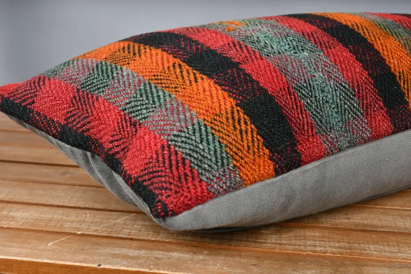 Sofa Cushion Cover, Pillow Cover, Kilim Pillow Cover, Handmade Throw Pillow, Antique Pillows, Pastel Pillow Sham, Turkish Pillow, 12x24 Red Cushion - 4