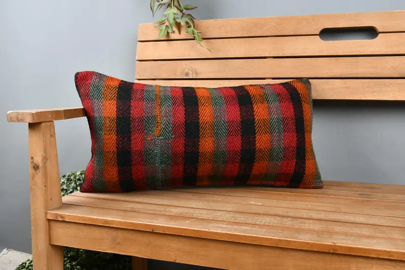 Sofa Cushion Cover, Pillow Cover, Kilim Pillow Cover, Handmade Throw Pillow, Antique Pillows, Pastel Pillow Sham, Turkish Pillow, 12x24 Red Cushion - 1