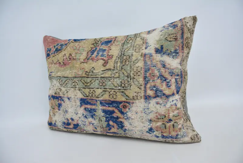 Handmade Kilim Cushion, Seat Pillow, Kilim Pillow, Retro Throw Cushion, Cushion Case, Vintage Kilim Pillow, 20x28 Blue Pillow Case - 4