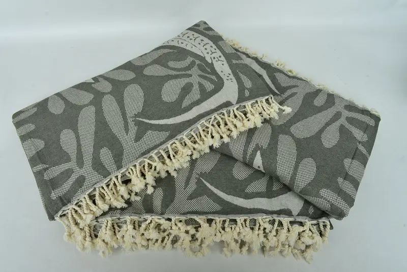 Organic Beach Blanket, Bedspread, 100x92 Cotton Whale Design Towel, Woven Throw Blanket, Personalized Gifts, Turkish Tablecloth, Christmas Favors - 8