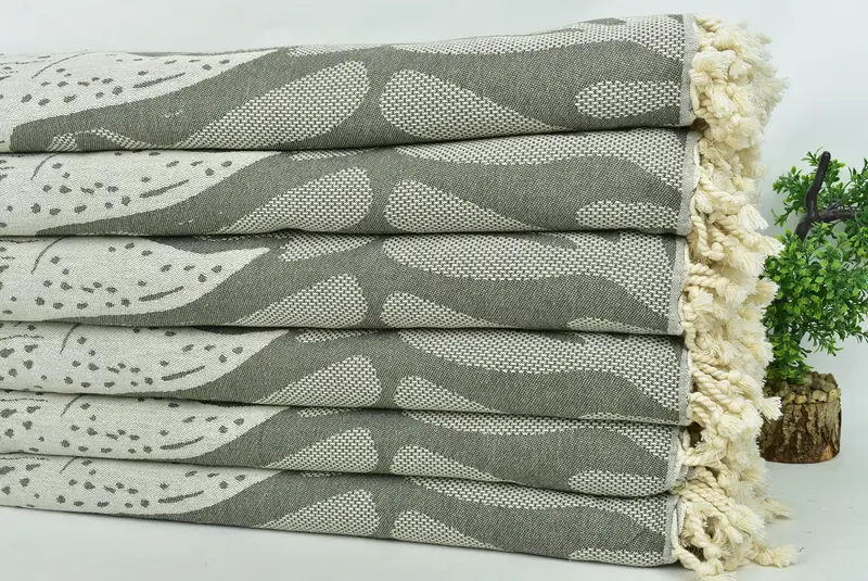 Organic Beach Blanket, Bedspread, 100x92 Cotton Whale Design Towel, Woven Throw Blanket, Personalized Gifts, Turkish Tablecloth, Christmas Favors - 5