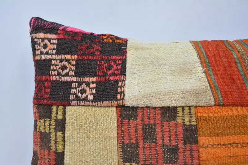 Kilim Cushion Sham, Pillow for Sofa, 16x24 Red Cushion, Pillow Cover, Vintage Pillow Cover, Retro Throw Pillow Sham, Turkish Kilim Pillow - 2