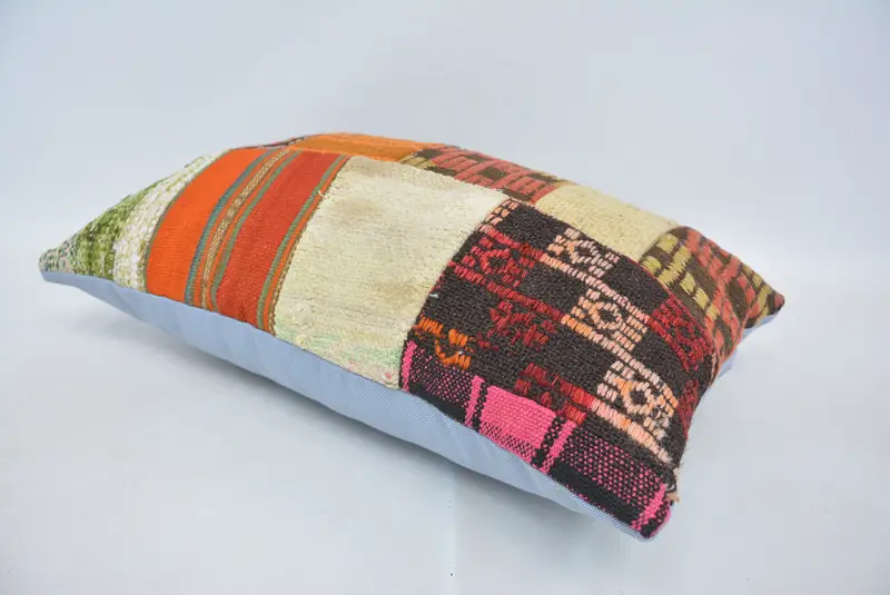 Kilim Cushion Sham, Pillow for Sofa, 16x24 Red Cushion, Pillow Cover, Vintage Pillow Cover, Retro Throw Pillow Sham, Turkish Kilim Pillow - 6
