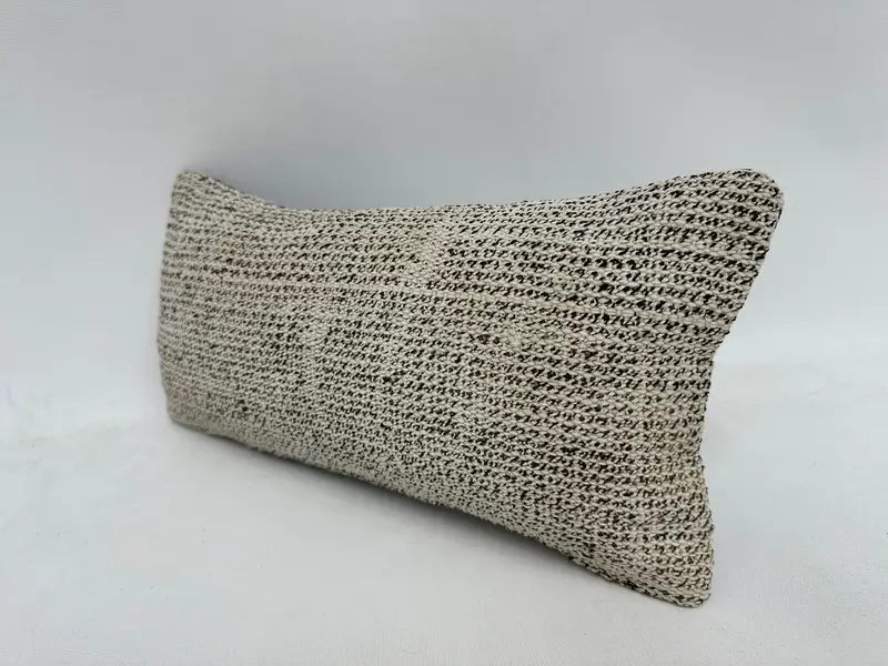 Yoga Pillow Sham, Boho Pillow, Cushion Cover, Neutral Throw Cushion, Ethnical Kilim Rug Pillow, Gift Pillow, 8x16 White Cushion - 4