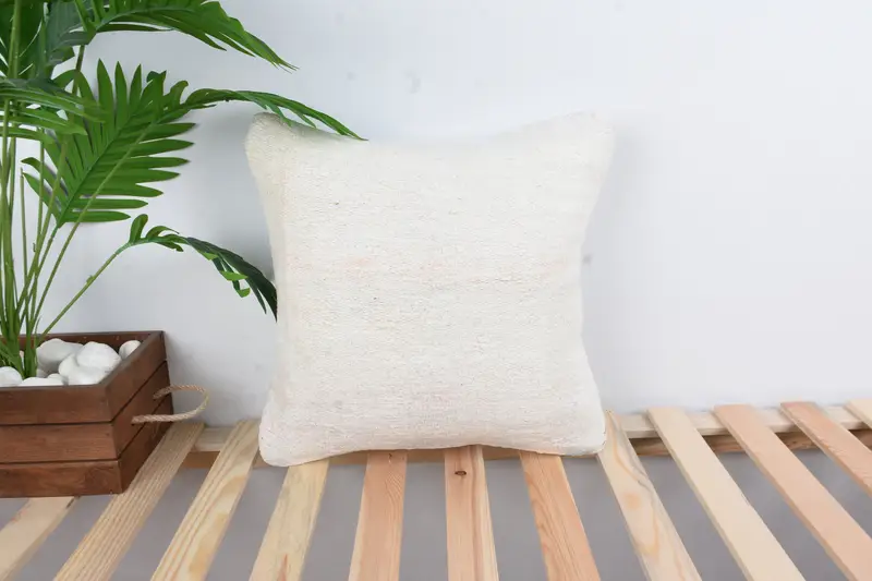 Pillow for Couch, Turkish Pillow, 16x16 White Pillow, Boho Pillow Sham Cover, Pillow Sham, Wholesale Cushion Case - 1