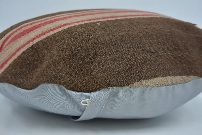 Traditional Pillow Sham, Cushion Case, Handmade Kilim Cushion, Vintage Kilim Pillow, Ethnical Kilim Rug Pillow, 20x20 Brown Cushion Cover - 5