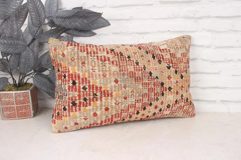 Customized Cushion Cover, Interior Designer Pillow, Natural Cushion Case, Home Decor Pillow, Antique Pillows, Cushion Case, 12x20 Red Pillow Case - 3