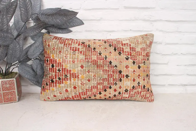 Customized Cushion Cover, Interior Designer Pillow, Natural Cushion Case, Home Decor Pillow, Antique Pillows, Cushion Case, 12x20 Red Pillow Case - 1