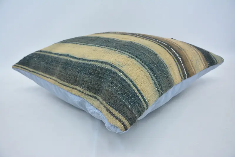 Pillow Case, Shabby Chic Pillow Case, Pillow for Couch, Boho Pillow Sham Cover, Tapestry Cushion Cover, Handmade Kilim Cushion, 22x22 Beige Pillow - 6