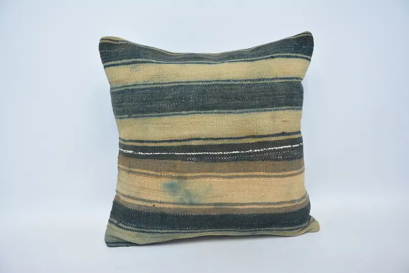 Pillow Case, Shabby Chic Pillow Case, Pillow for Couch, Boho Pillow Sham Cover, Tapestry Cushion Cover, Handmade Kilim Cushion, 22x22 Beige Pillow - 1