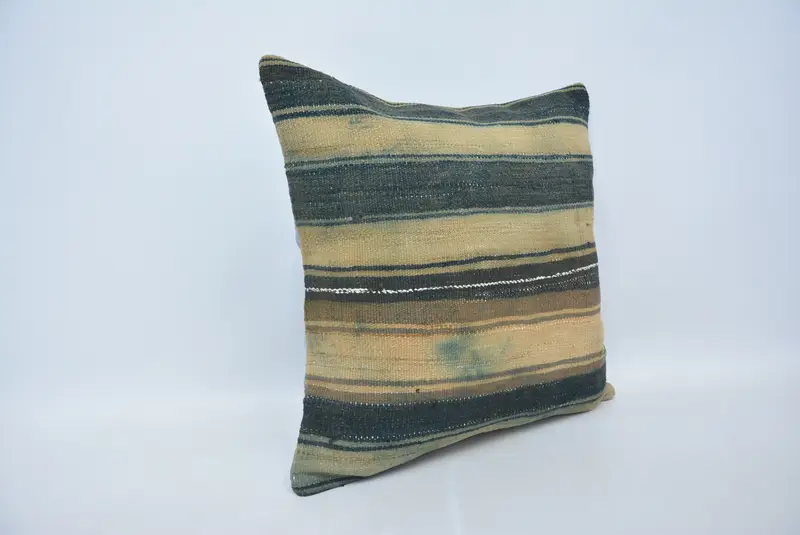 Pillow Case, Shabby Chic Pillow Case, Pillow for Couch, Boho Pillow Sham Cover, Tapestry Cushion Cover, Handmade Kilim Cushion, 22x22 Beige Pillow - 3