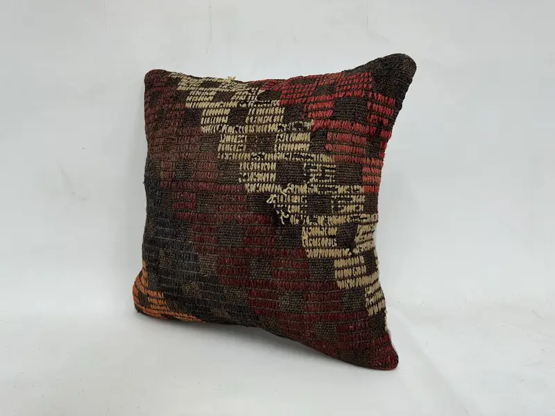 Christmas Pillow Case, Kilim Cushion Sham, Gift Pillow, 20x20 Red Cushion, Kilim Rug Pillow Cover, Pillow Case, Handmade Kilim Cushion - 4