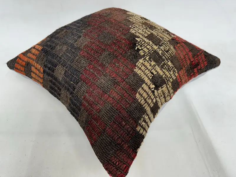 Christmas Pillow Case, Kilim Cushion Sham, Gift Pillow, 20x20 Red Cushion, Kilim Rug Pillow Cover, Pillow Case, Handmade Kilim Cushion - 6