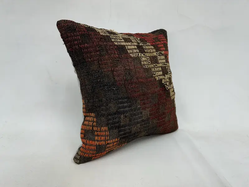 Christmas Pillow Case, Kilim Cushion Sham, Gift Pillow, 20x20 Red Cushion, Kilim Rug Pillow Cover, Pillow Case, Handmade Kilim Cushion - 3
