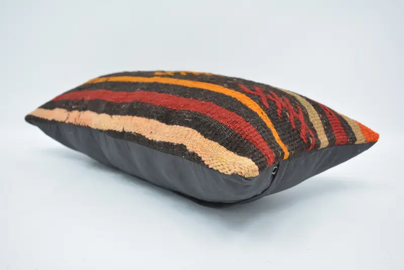 Vintage Kilim Pillow, Cushion, Antique Pillows, Interior Designer Pillow, Colorful Cushion Case, 12x24 Brown Cushion Case, Neutral Throw Cushion - 6