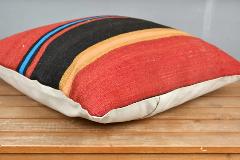 Pillow Cover, Ethnic Pillow Cover Cushion Cover, 18x18 Red Pillow Case, Home Decor Pillow, Turkish Kilim Pillow, Boho Pillow - 4