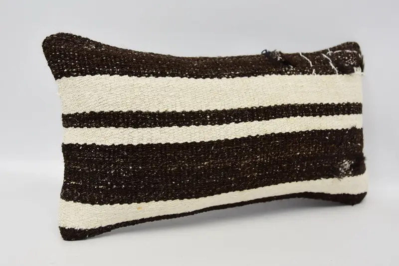 Vintage Kilim Pillow, Turkish Rugs Cushion Case, Ethnic Pillow Cover Cushion, 8x16 Brown Pillow, Boho Pillow, Cushion Cover, Throw Kilim Pillow - 3