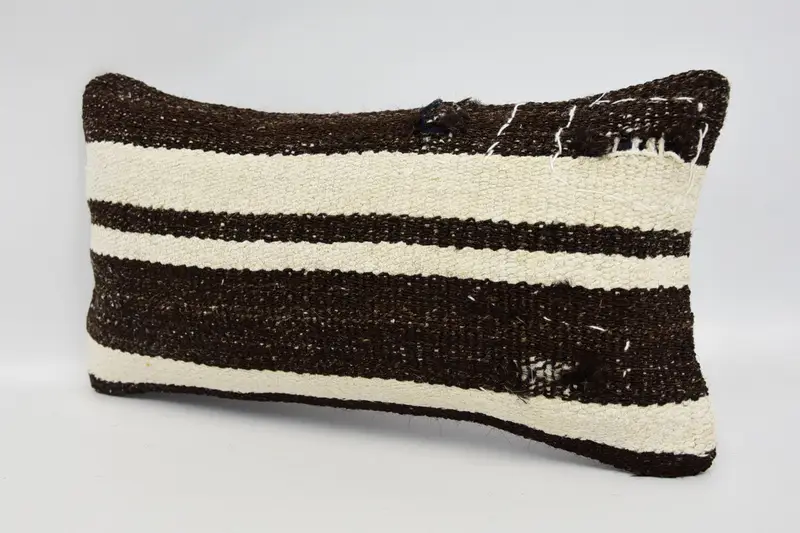 Vintage Kilim Pillow, Turkish Rugs Cushion Case, Ethnic Pillow Cover Cushion, 8x16 Brown Pillow, Boho Pillow, Cushion Cover, Throw Kilim Pillow - 4