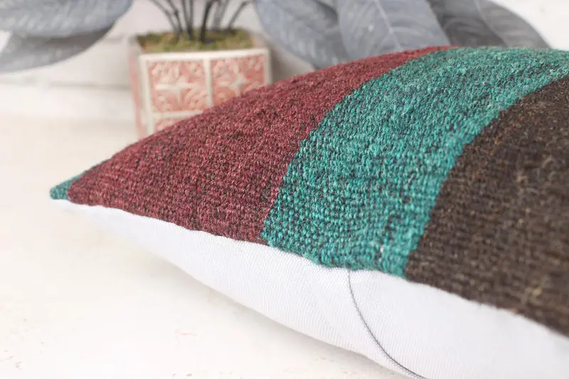 Lounge Throw Cushion Case, Pillow Sham, Pillow for Sofa, 14x14 Green Pillow, Kilim Pillow, Kilim Pillow Cover, Neutral Throw Cushion Case - 7