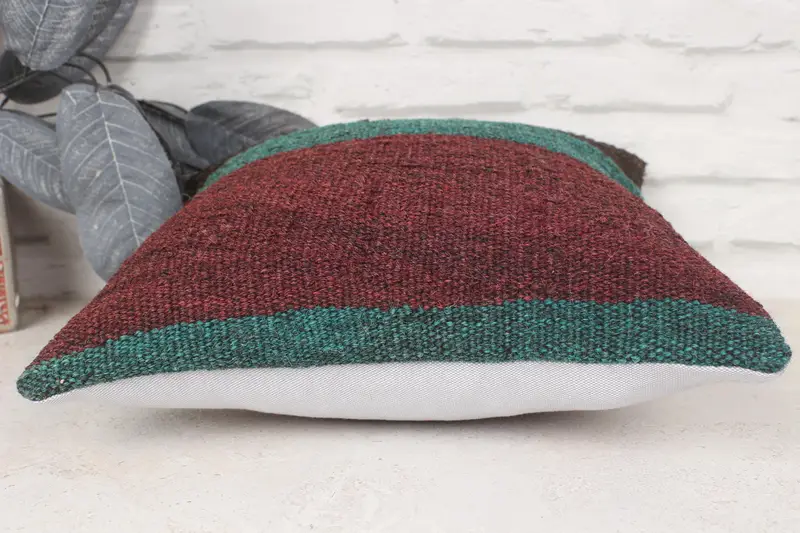 Lounge Throw Cushion Case, Pillow Sham, Pillow for Sofa, 14x14 Green Pillow, Kilim Pillow, Kilim Pillow Cover, Neutral Throw Cushion Case - 5