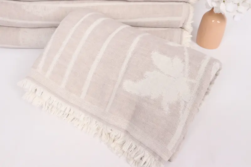 92x84 Cotton Floral Design Towel, Monogram Blanket, Beach Wedding Favor, Custom Wedding Gifts, Wedding Gift, Personalized Gifts, Turkish Bedcover - 4