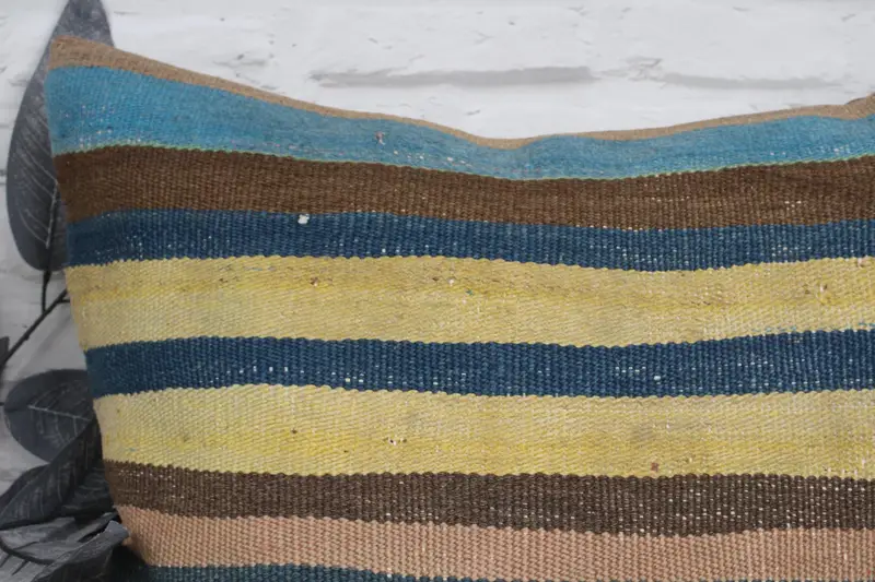 Vintage Kilim Throw Pillow, Floor Cushion Case, 20x20 Blue Pillow Sham, Bolster Throw Pillow Case, Gift Pillow, Cushion, Boho Pillow - 2