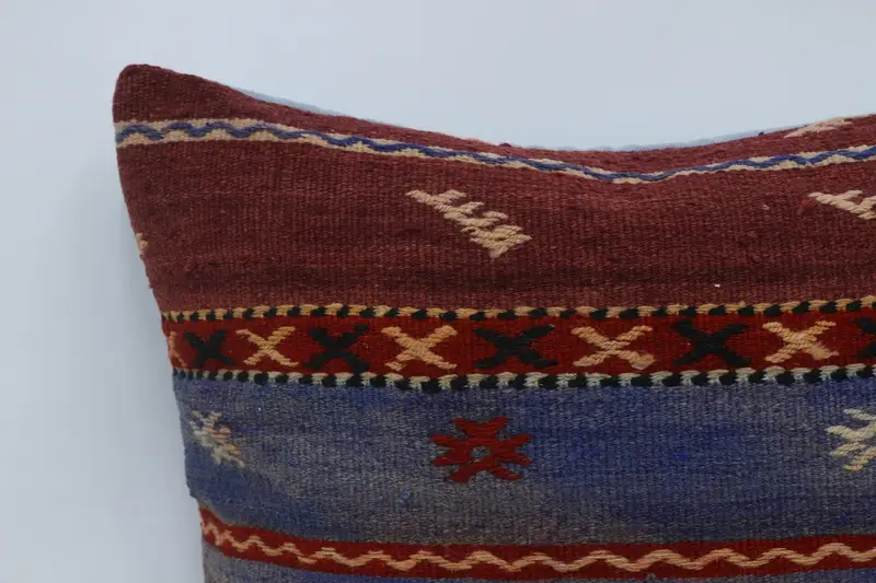 Turkish Bench Pillow Sham, Kilim Pillow, 28x28 Red Pillow Sham, Pillow for Sofa, Kilim Rug Cushion Case, Cushion Case, Pillow for Couch, Bed Pillow - 2