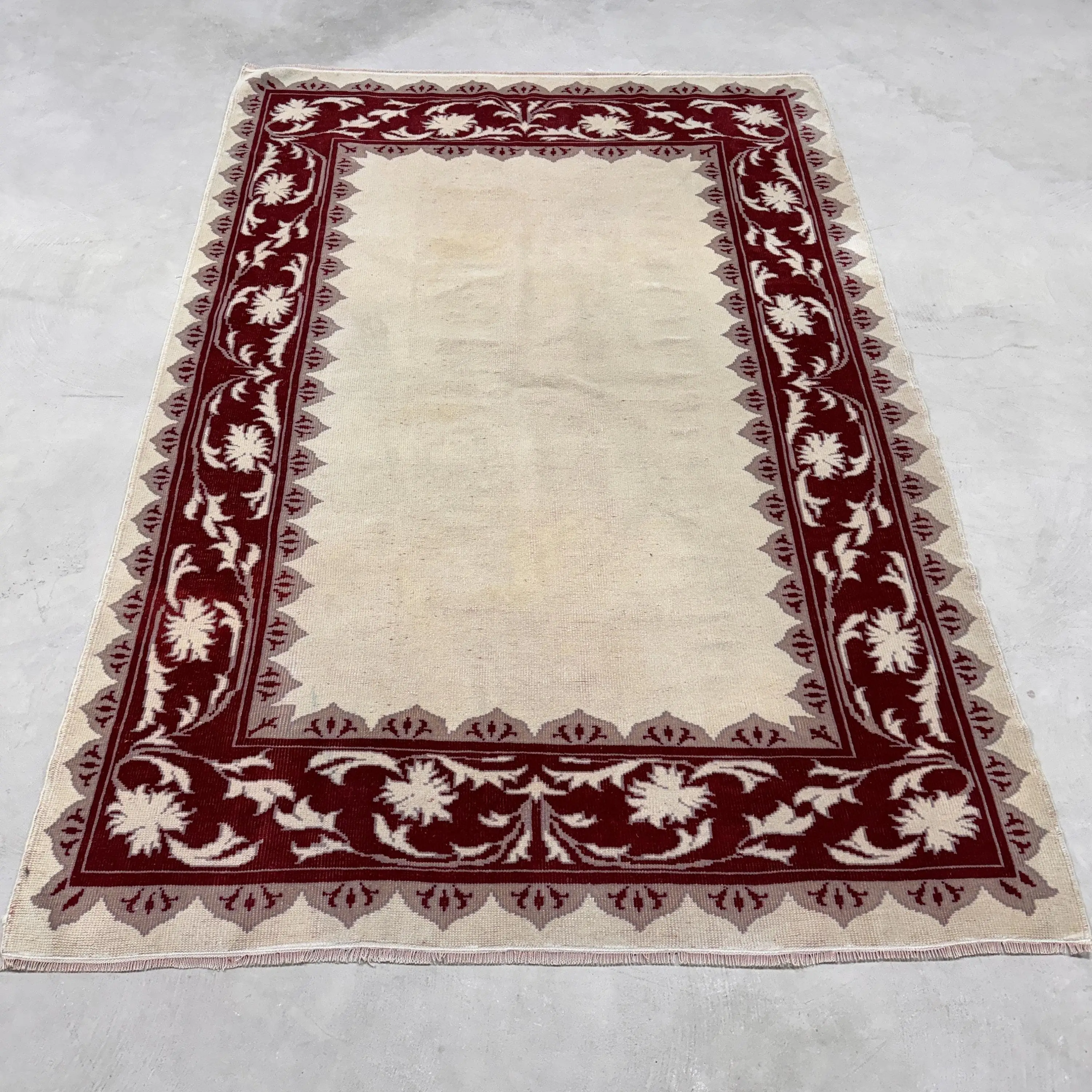 Vintage Turkish Rug 5x7.3 ft (153x223 cm), Red Wool Rug - 1
