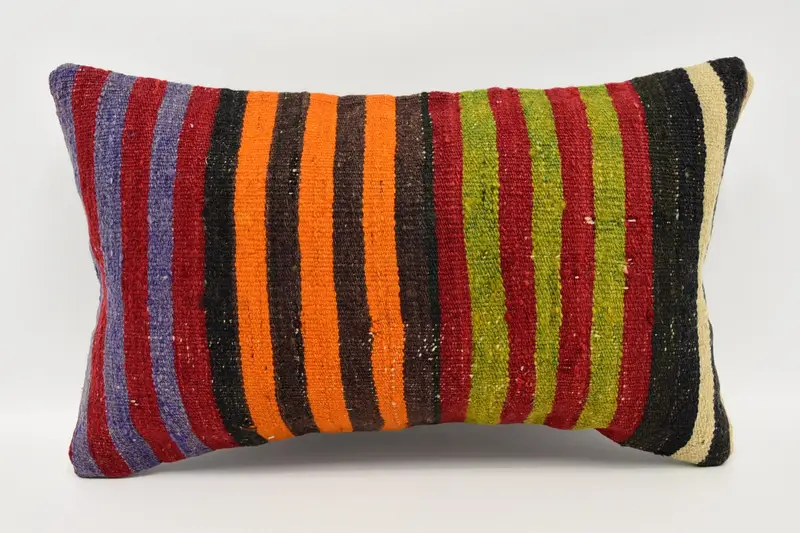 12x20 Orange Pillow Case, Retro Throw Pillow Case, Kilim Pillow Cover, Pillow Sham, Bolster Throw Pillow Sham, Throw Kilim Pillow, Turkish Pillow - 1