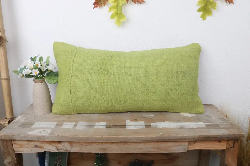 Home Decor Pillow, 12x24 Yellow Cushion Case, Vintage Kilim Pillow, Farmhouse Cushion, Pillow Sham, Southwestern Cushion, Kilim Pillow Cover - 1