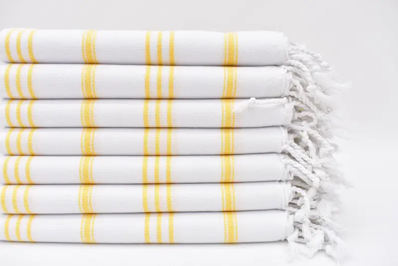 Yellow Striped Hand Towel, Custom, 40x24 Inches, Organic Cotton