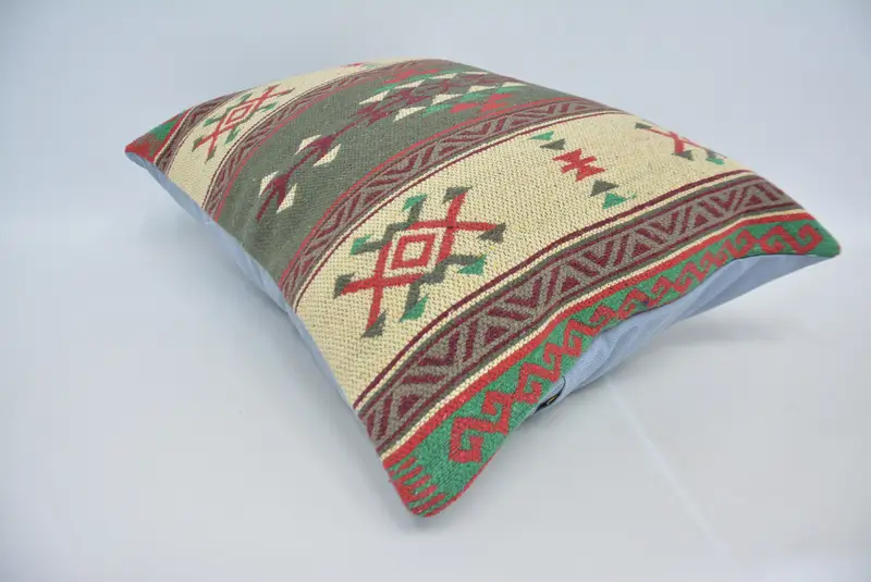 Indoor Cushion, 20x28 Green Pillow Sham, Yoga Pillow Case, Handmade Kilim Cushion, Kilim Pillow, Cushion, Aztec Pillow Cover, Kilim Pillow Cover - 6