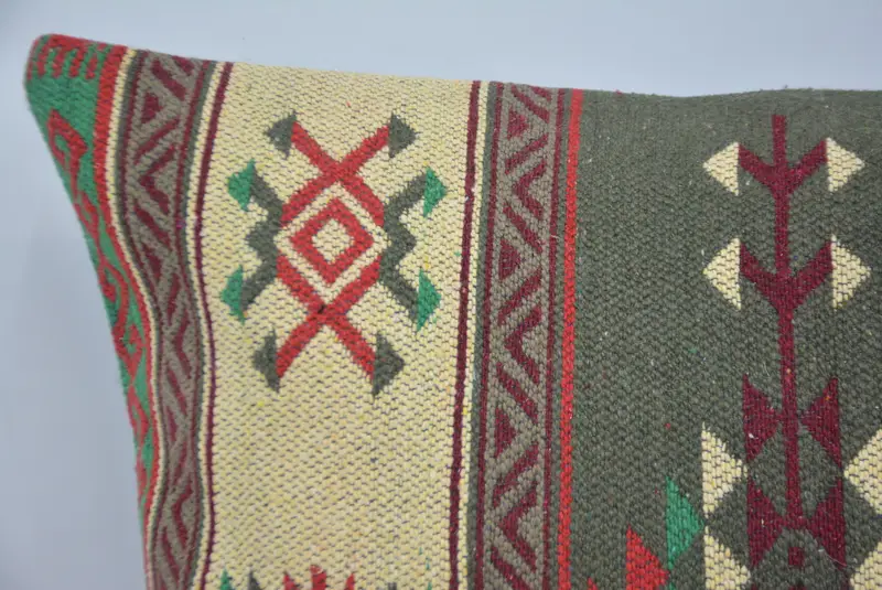 Indoor Cushion, 20x28 Green Pillow Sham, Yoga Pillow Case, Handmade Kilim Cushion, Kilim Pillow, Cushion, Aztec Pillow Cover, Kilim Pillow Cover - 2