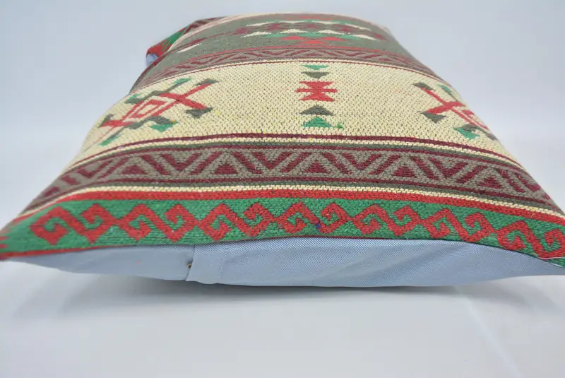 Indoor Cushion, 20x28 Green Pillow Sham, Yoga Pillow Case, Handmade Kilim Cushion, Kilim Pillow, Cushion, Aztec Pillow Cover, Kilim Pillow Cover - 5