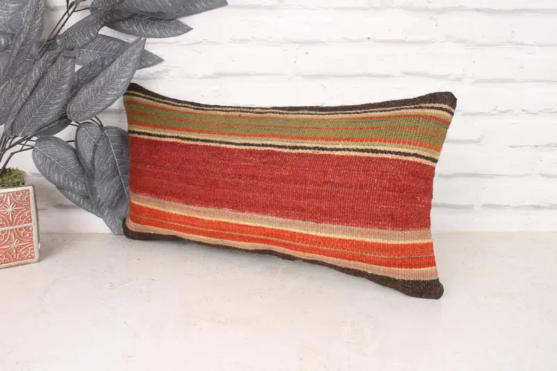 Pillow Cover, Pillow for Couch, Vintage Kilim Pillow, Sofa Pillow Case, Bohemian Cushion Pillow, Kilim Pillow Cover, 10x20 Red Pillow - 4