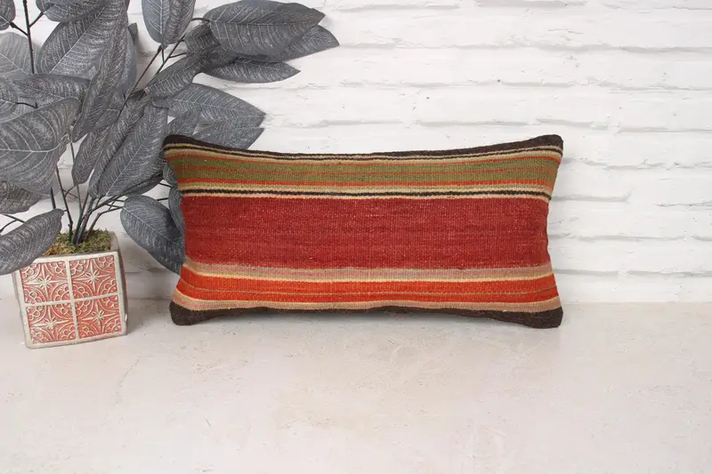 Pillow Cover, Pillow for Couch, Vintage Kilim Pillow, Sofa Pillow Case, Bohemian Cushion Pillow, Kilim Pillow Cover, 10x20 Red Pillow - 1
