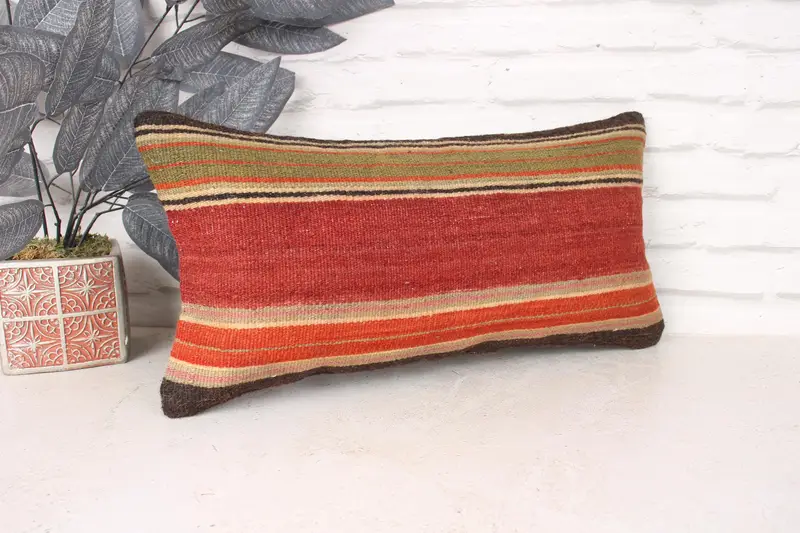 Pillow Cover, Pillow for Couch, Vintage Kilim Pillow, Sofa Pillow Case, Bohemian Cushion Pillow, Kilim Pillow Cover, 10x20 Red Pillow - 3