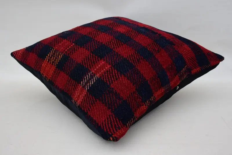 Handmade Throw Cushion Case, 16x16 Red Pillow Sham, Ethnic Pillow Cover, Kilim Pillow, Antique Pillows, Pillow Case, Ethnical Kilim Rug Pillow - 6