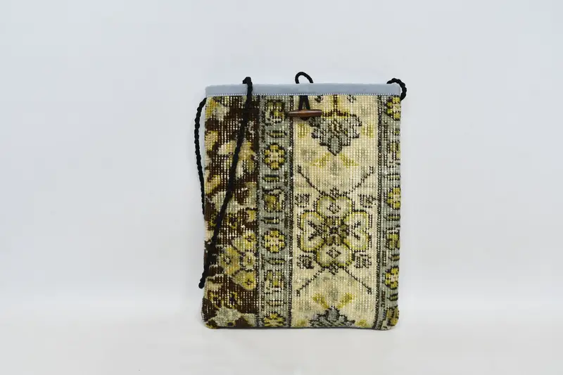 Vintage Motifli Ayarlanabilir Askılı Yün Çapraz Çanta, Kilim Çanta