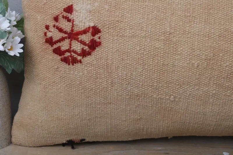 Kilimkissen, Bodenkissen, Sofa -Kissengehäuse, 12x24 Beige Kissen, Kissenbedeckung, ethnische Kilimteppichkissen, Boho -Kissenscheinabdeckung - 3