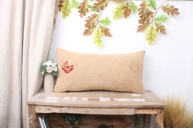 Kilimkissen, Bodenkissen, Sofa -Kissengehäuse, 12x24 Beige Kissen, Kissenbedeckung, ethnische Kilimteppichkissen, Boho -Kissenscheinabdeckung - 1