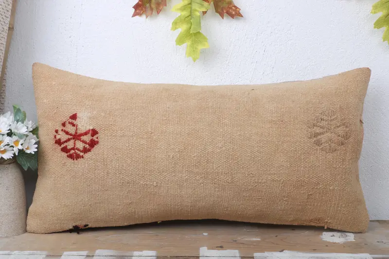 Kilimkissen, Bodenkissen, Sofa -Kissengehäuse, 12x24 Beige Kissen, Kissenbedeckung, ethnische Kilimteppichkissen, Boho -Kissenscheinabdeckung - 2