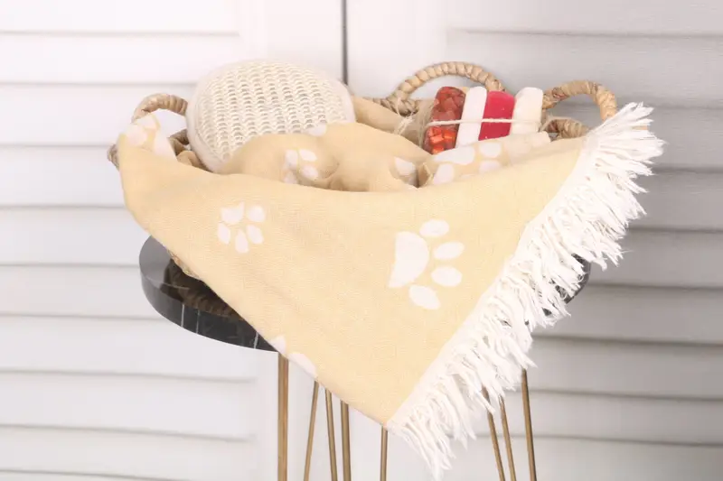 Sand-free towel, Housewarming Gift, Gift For Best Friend, Turkish towel, Traditional Turkish peshtemal for hammam, 70x36 Cotton Paw Design Towel - 3