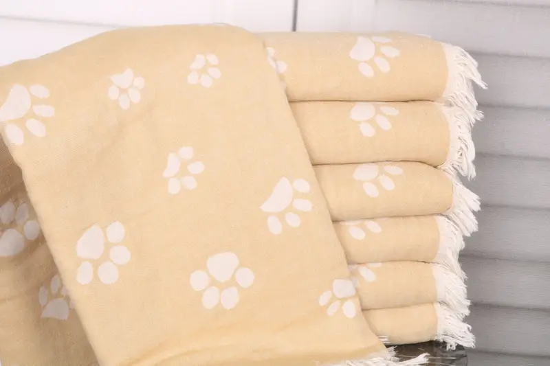 Sand-free towel, Housewarming Gift, Gift For Best Friend, Turkish towel, Traditional Turkish peshtemal for hammam, 70x36 Cotton Paw Design Towel - 2