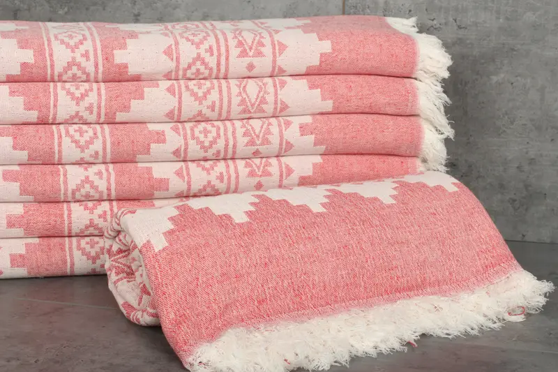 86x56 Cotton Kilim Towel, Throw Blanket Couch, Monogram Blanket, Turkish Blanket, Wedding Hand Made Gift, Bridal Shower Gifts, Turkish Blanket Throw - 3