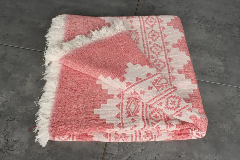 86x56 Cotton Kilim Towel, Throw Blanket Couch, Monogram Blanket, Turkish Blanket, Wedding Hand Made Gift, Bridal Shower Gifts, Turkish Blanket Throw - 4