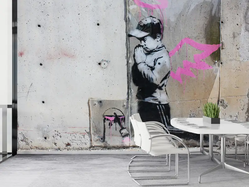 Banksy Boy Wall Print, Street Wallpaper, Banksy Wall Print, Banksy Pink Wings Wall Painting, Banksy Graffiti Wallpaper, - 6