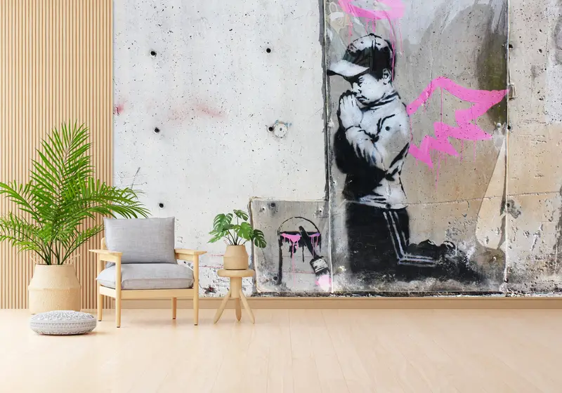 Banksy Boy Wall Print, Street Wallpaper, Banksy Wall Print, Banksy Pink Wings Wall Painting, Banksy Graffiti Wallpaper, - 8