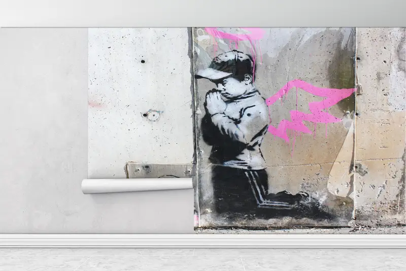 Banksy Boy Wall Print, Street Wallpaper, Banksy Wall Print, Banksy Pink Wings Wall Painting, Banksy Graffiti Wallpaper, - 4