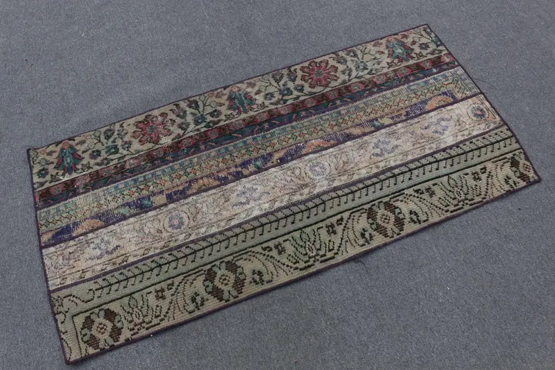 2.3x4.8 ft Türk Halısı, Oushak Halısı, Mavi Soyut Halı Yünü - 1